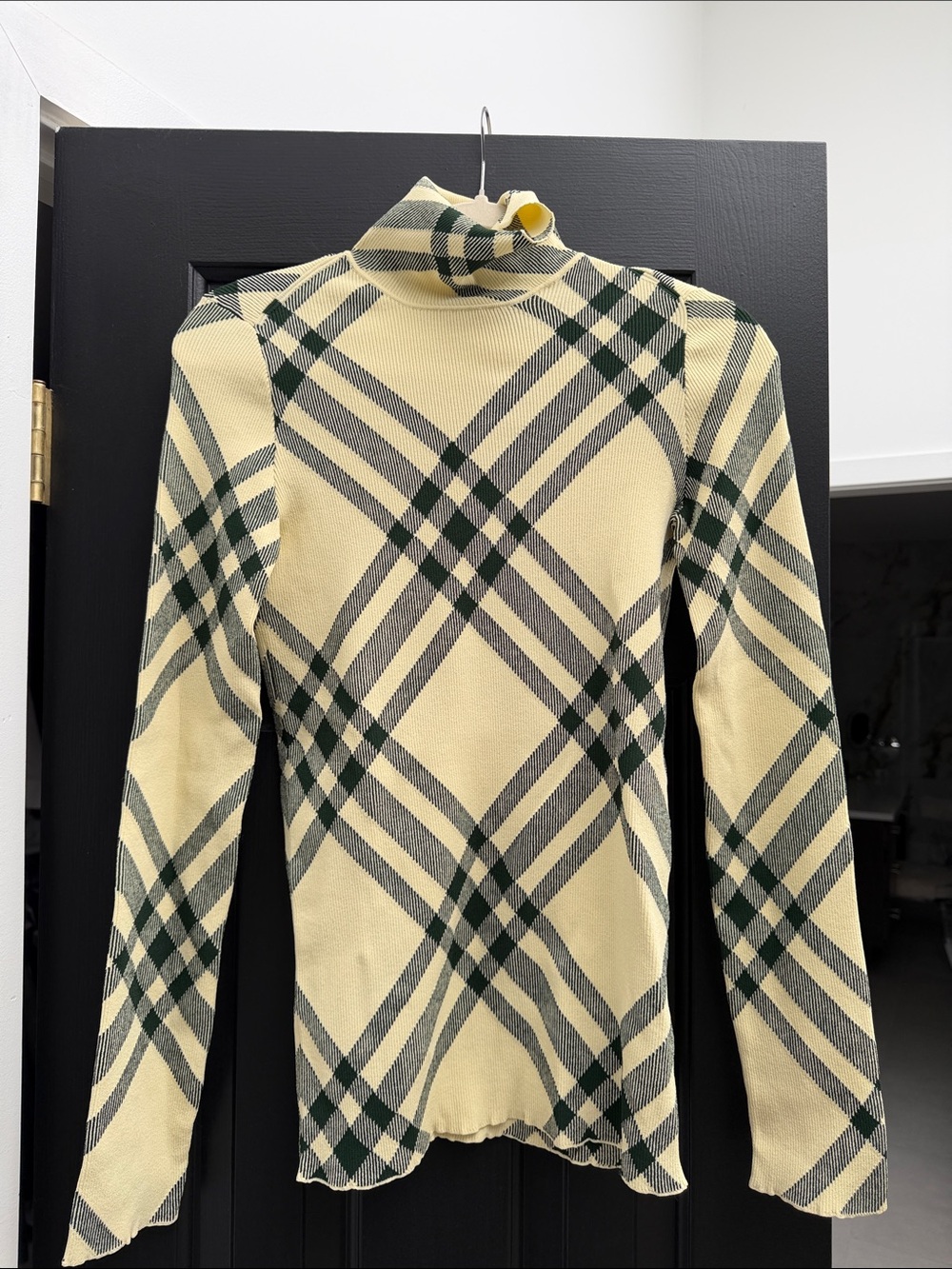 Burberry Yellow Plaid Turtleneck Sweater